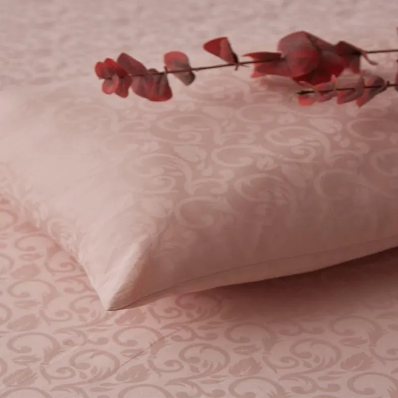 Damask Ethnic Cotton Bedsheet (Pink) - 300 TC media 5