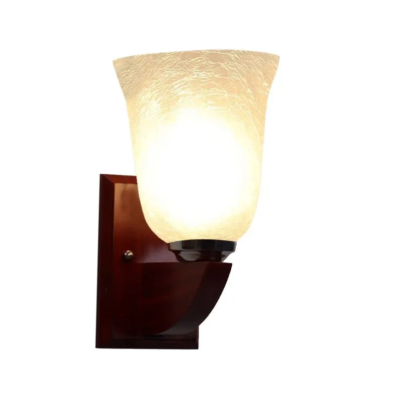 Crystal Bloom Wooden Base Glass Wall Lamp media 5