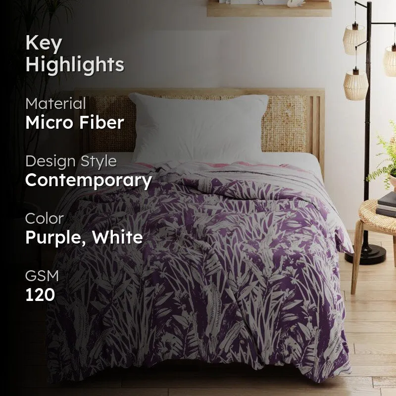 Arjia Floral Reversible Microfiber Comforter (Purple) - 120 GSM media 2