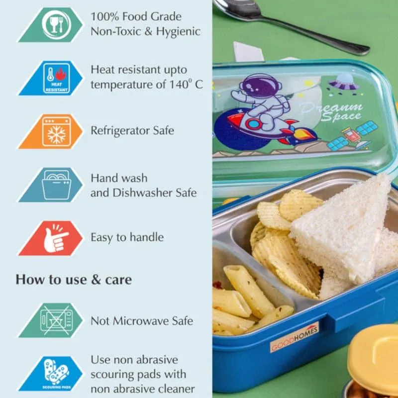 Space Craft Kids Lunch Box With Container & Spoon - 700 ML media 5