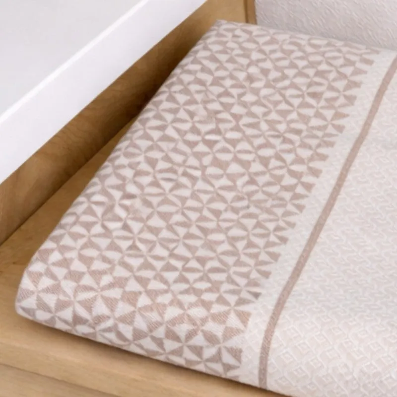 MosacStrip Cotton Hand & Bath Towel (Beige) - Set of Two media 5
