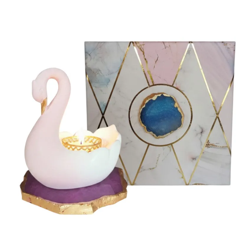 Swan Shaped Resin Tea Light Candle Holder - Pink media 8