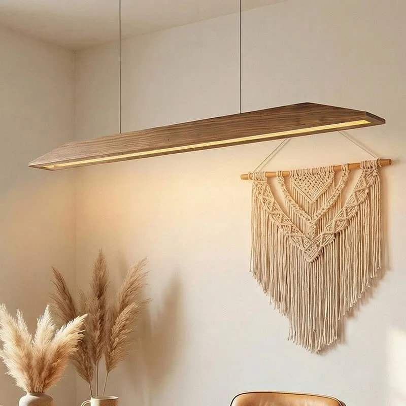 Fiamma Linear LED Wooden Ceiling Lamp - Brown media 1