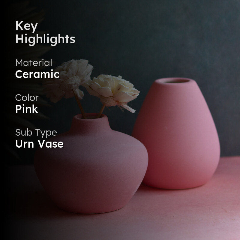 Yelena Orla Ceramic Vase (Pink) - Two Piece Set media 2