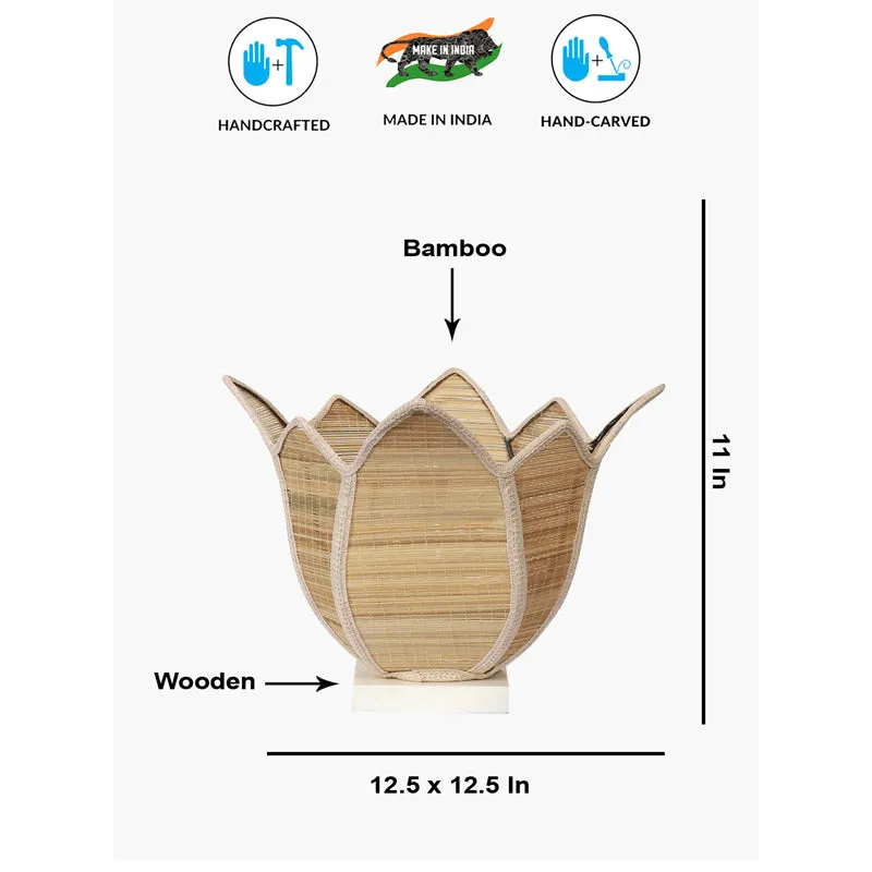 Weavix Bamboo Petal Edge Table Lamp - Beige media 7
