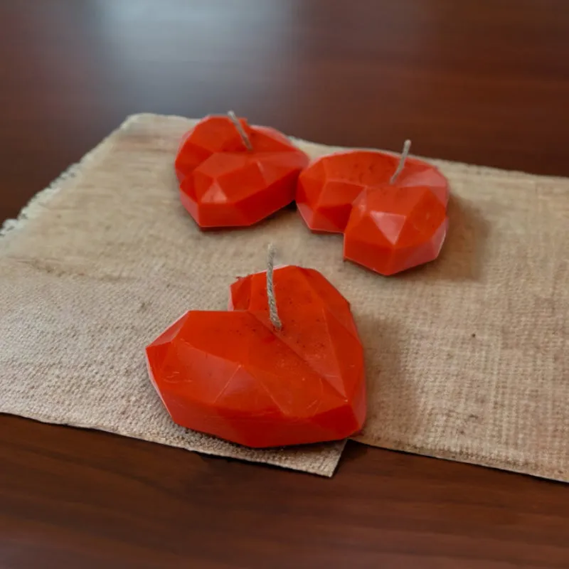 Heart Carve Chocolate Scented Candle Holder (Red) - Set Of Three media 3