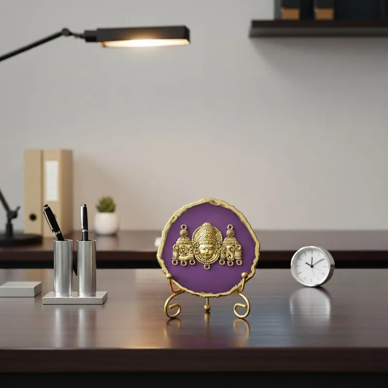 Mahalakshmi Agate Showpiece With Stand - Purple media 5