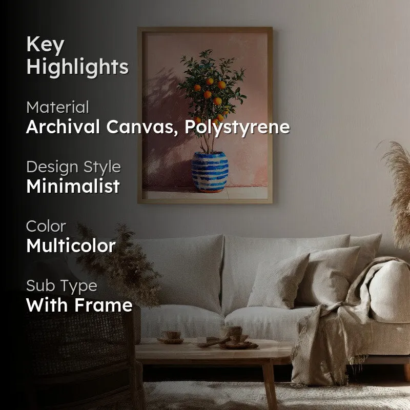 Sunlit Citrus Canvas Wall Painting - Brown Frame media 2