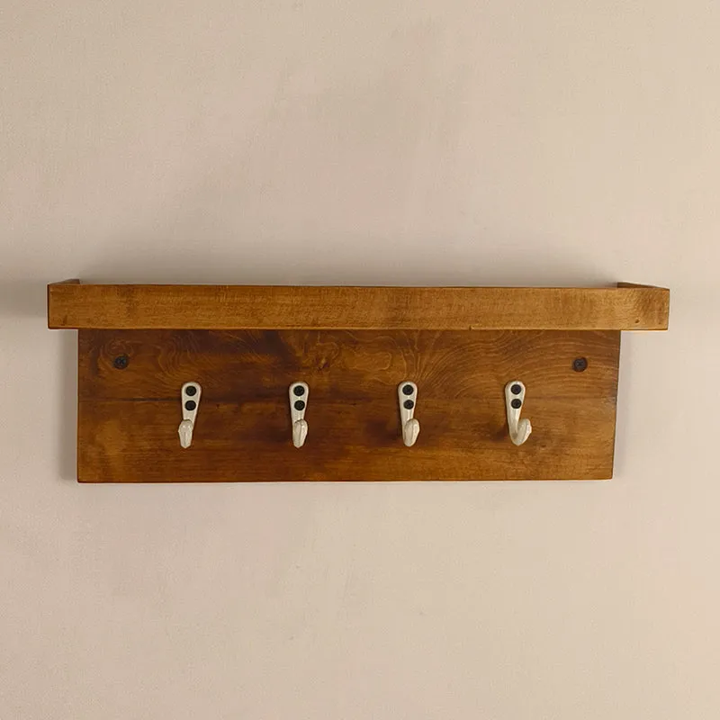 Takht Wooden Wall Shelf Organiser with Key Holders media 5