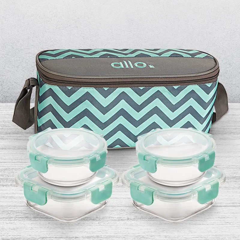 Gobrin Leak Proof Glass Lunch Box with Bag- Set of Four media 4