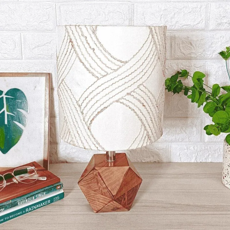 Whimsy Waves Hexa Fabric Table Lamp - Beige,Brown media 3