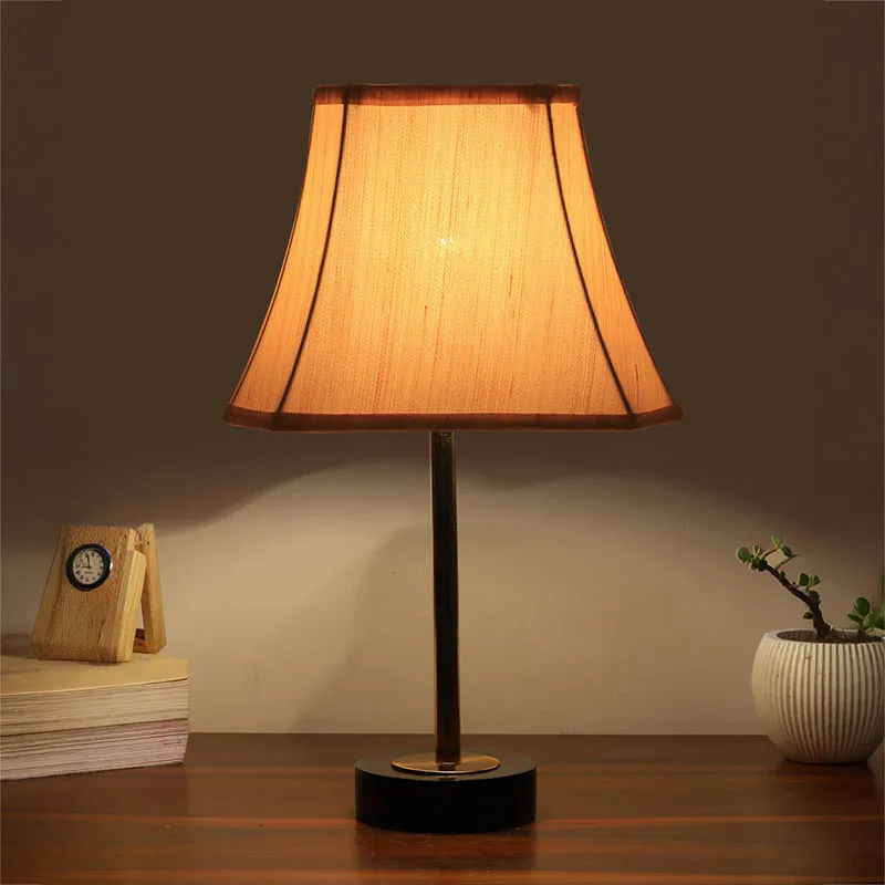 Ceylon Rodin Wooden Table Lamp - OffWhite,Gold,Black media 1