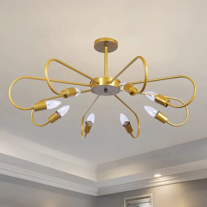 Mistara Statement Iron Chandelier - Gold & White media 3