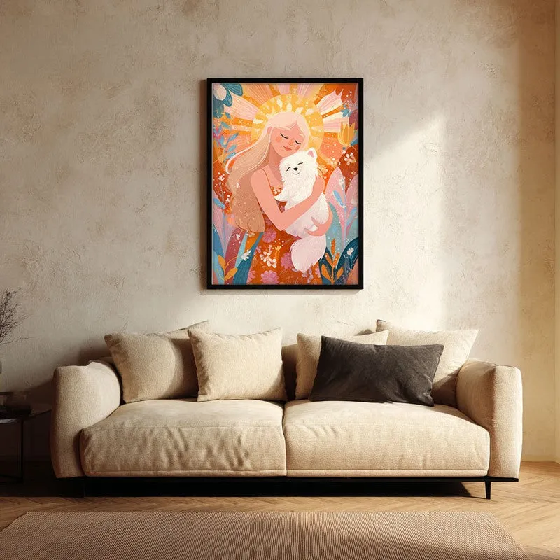 Daisy Dream Canvas Wall Painting - Black Frame media 1