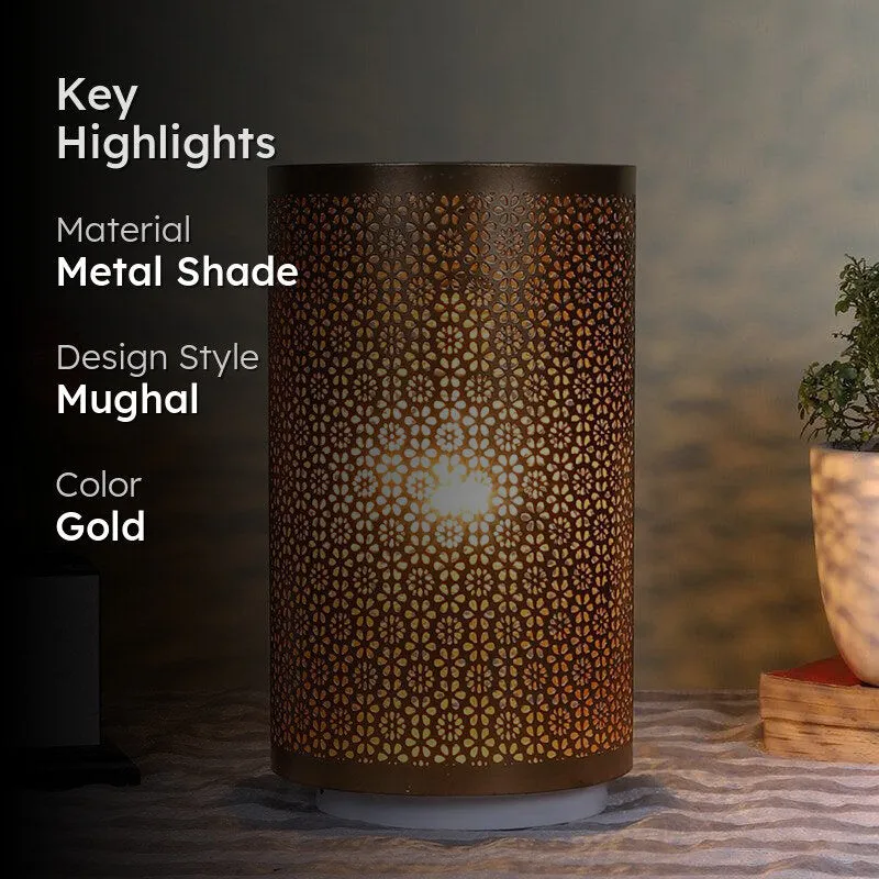 Navya Metal Table Lamp With White Base - Gold media 2