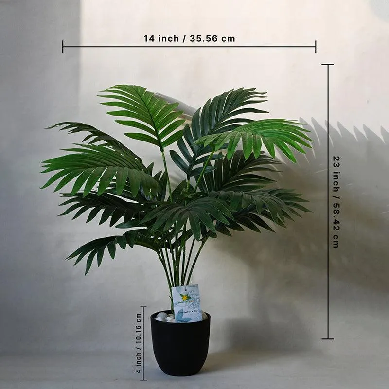 Faux Everlasting Areca Palm Plant With Black Plastic Pot - 58 Cms media 5