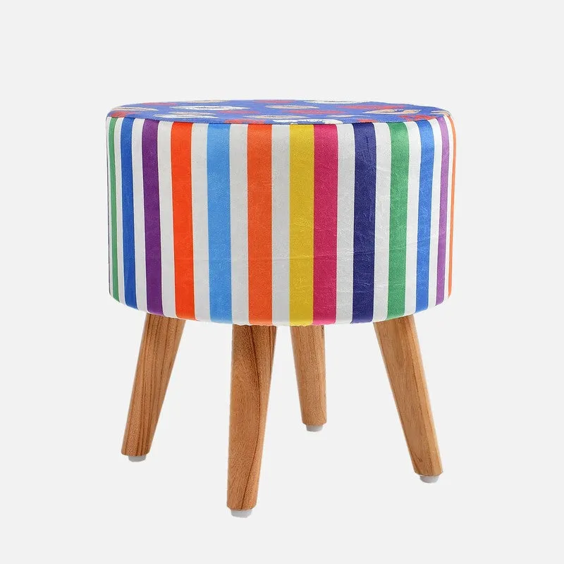 Viva Striped Velvet Ottoman - Multicolor media 3