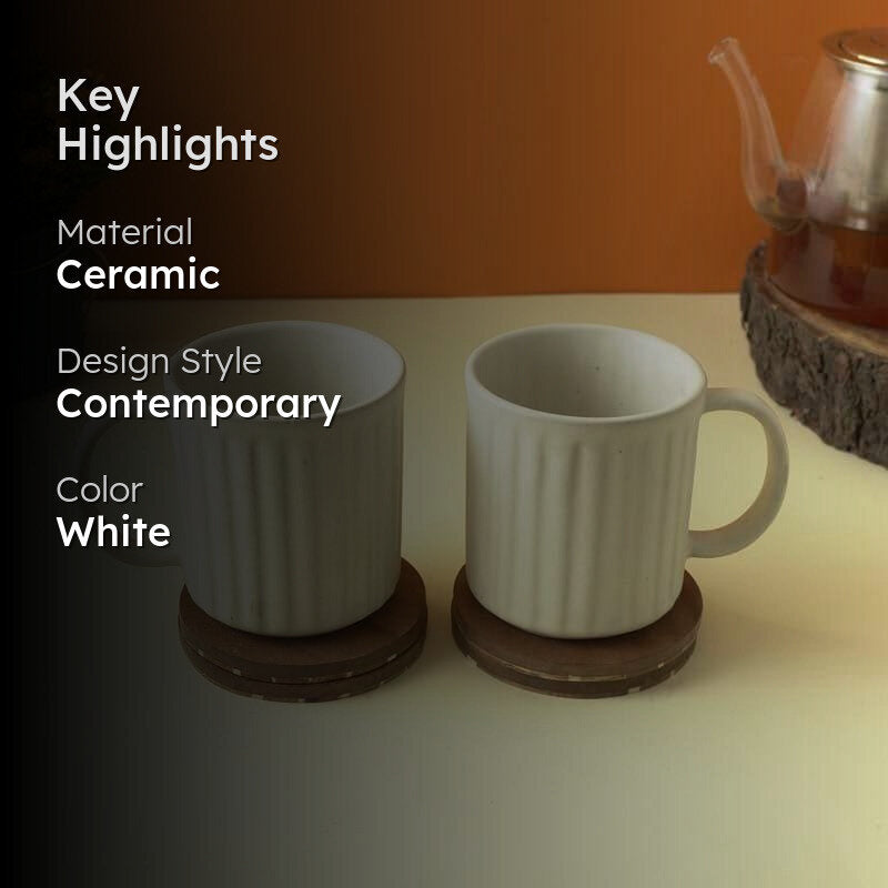 Horete Ceramic Coffee Mug (400 mL Each) - Set of Two media 2