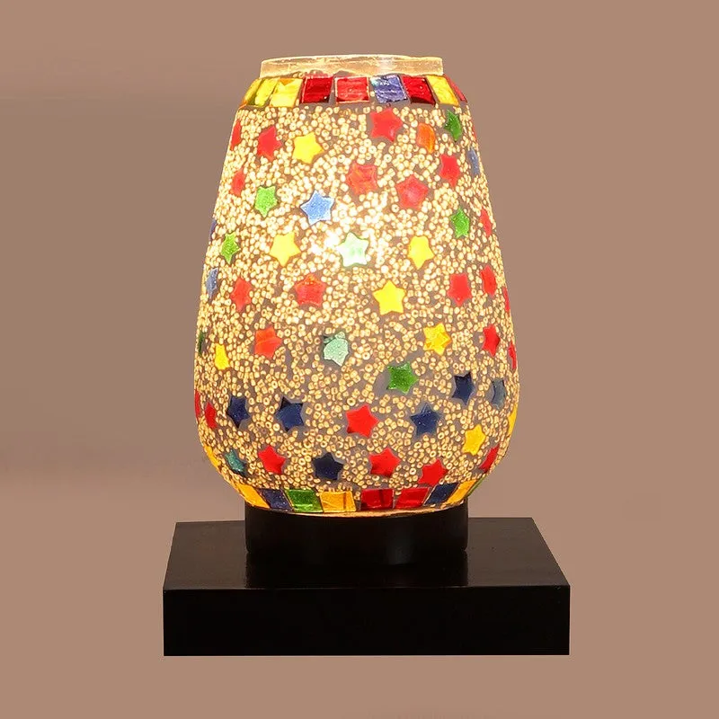 Miraico Mosaic Glass Table Lamp With Wooden Base - Multicolor media 8