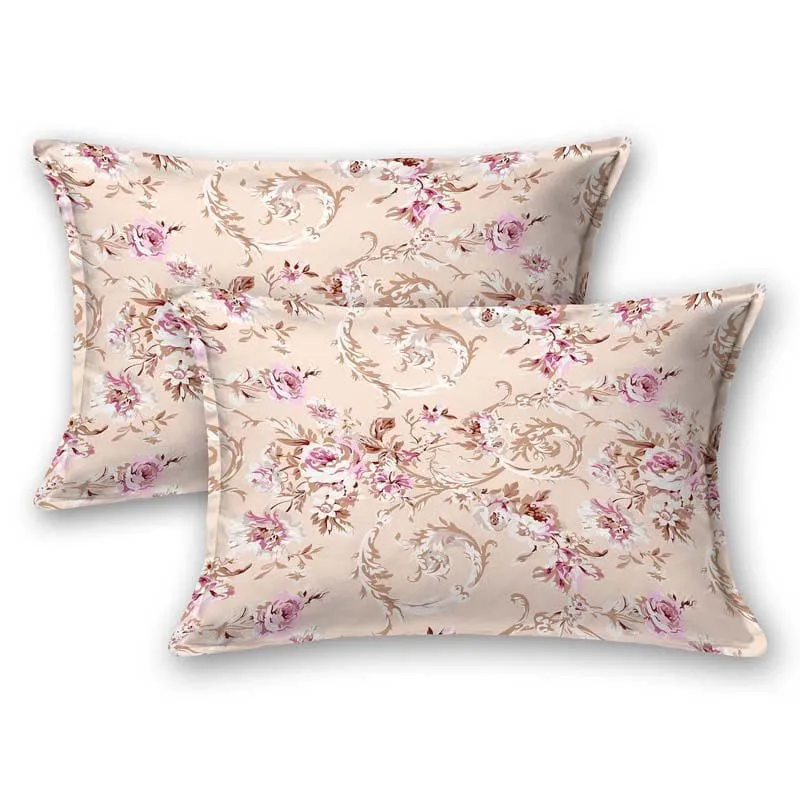Floral Caper Cotton Bedsheet (Orange) - 240 TC media 4