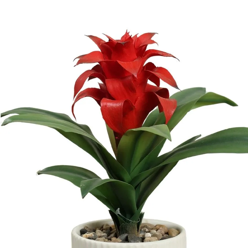 Artificial Red Ginger Lily Bonsai Plant With Ceramic Pot - 0.7 Feet media 3
