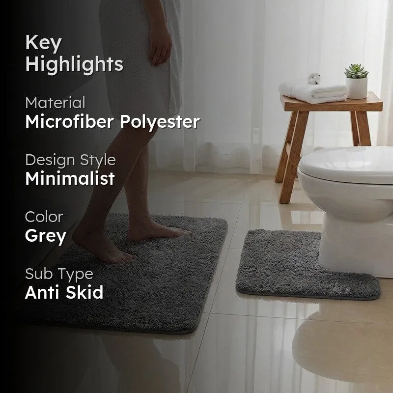 BathEase I Anti Skid Bath Mats (Grey) - Set of Two media 2