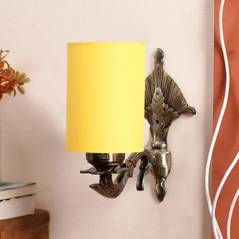 Magda Masique Cylindrical Fabric & Metal Wall Lamp - Yellow media 3