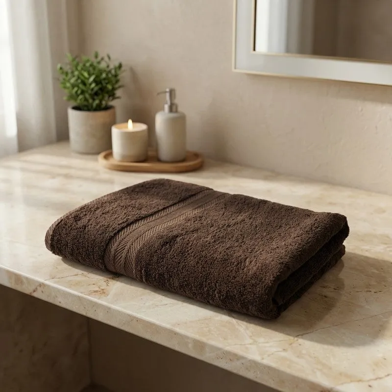 PlushAura Cotton Bath Towel (Dark Brown) media 1