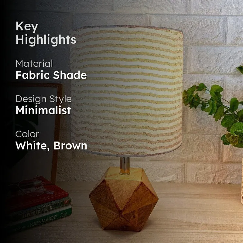 Miraao Hexa Fabric Table Lamp - White,Brown media 2
