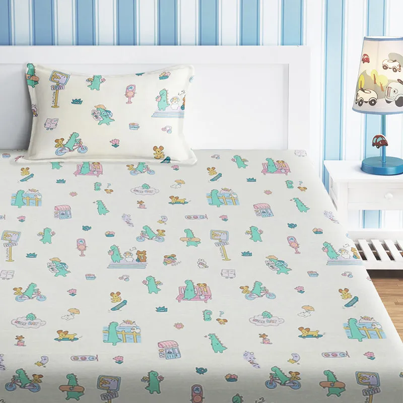 Dino City Kids Cotton Bedsheet - 210 TC media 4