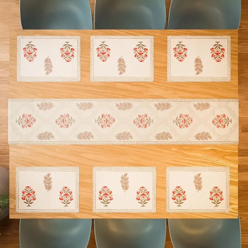 Earthy Elegance Cotton Table Linen Set (Pink) - Seven Piece Set media 3