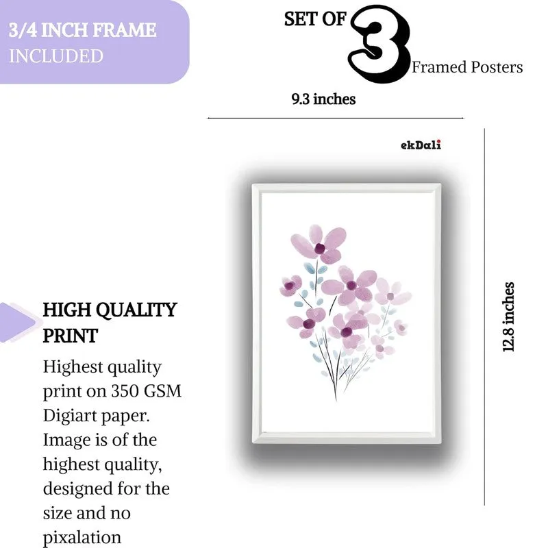 Dreamy Florals Paper Wall Painting With Frame - White media 10