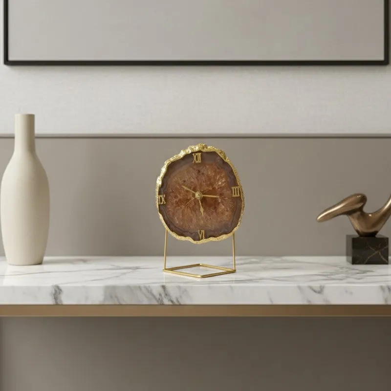 Crystal Keeper Agate Table Clock - Brown media 6