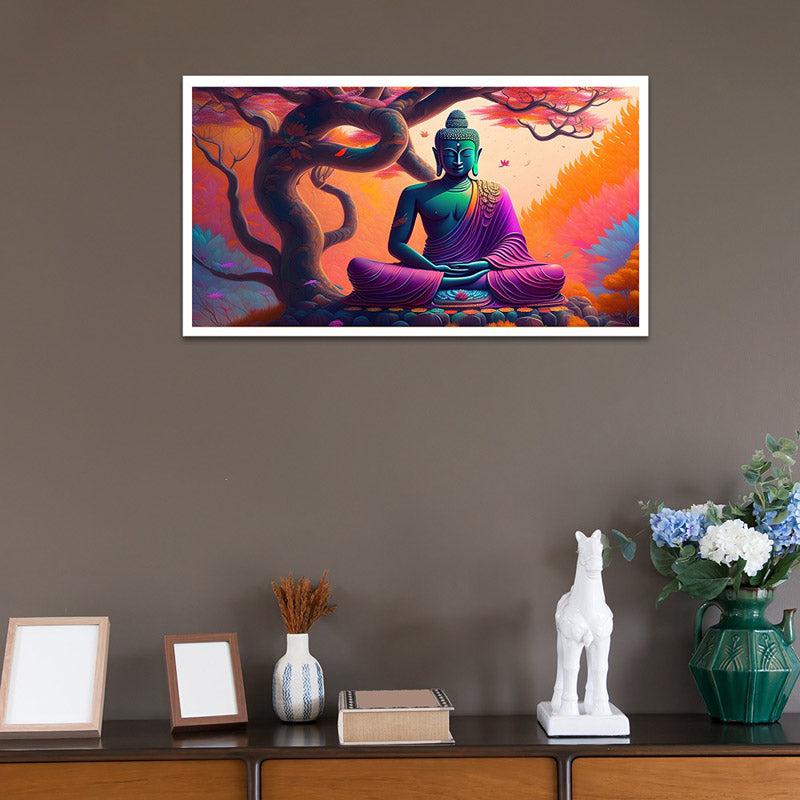 Divine Gautam Buddha Canvas Wall Painting With Frame
