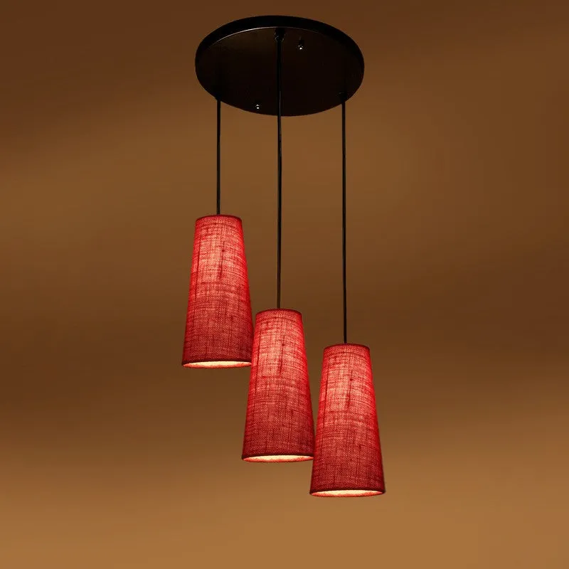 Nordic Neutral Triple Metal Ceiling Lamp - Maroon media 6