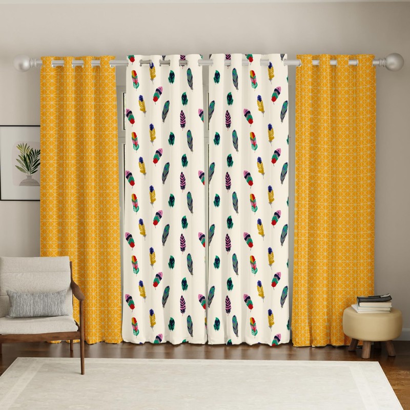 Urban Space Yellow Star & Dream Catcher Curtains - Set Of Four media 3