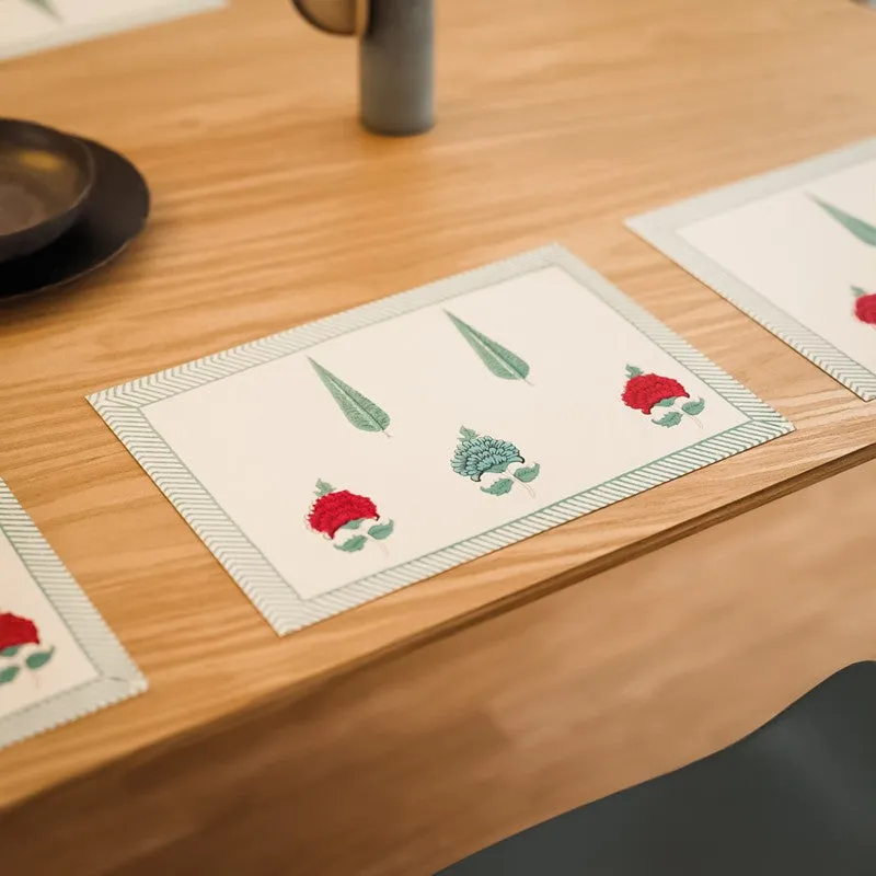 Serene Setting Cotton Table Mat (Red) - Set Of Six media 4