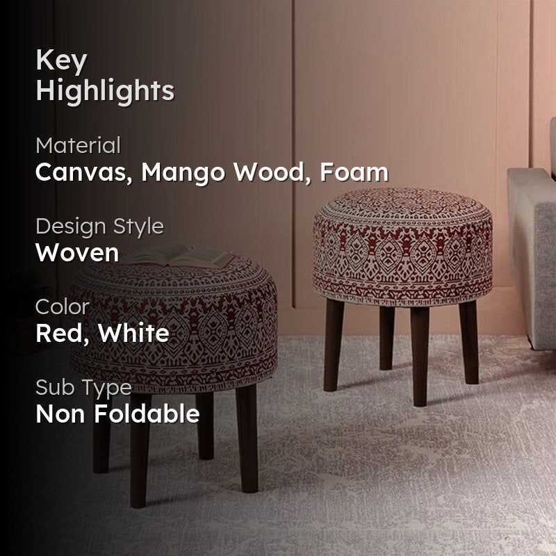 Dona Cotton Ottoman (Red) - Set Of Two media 2