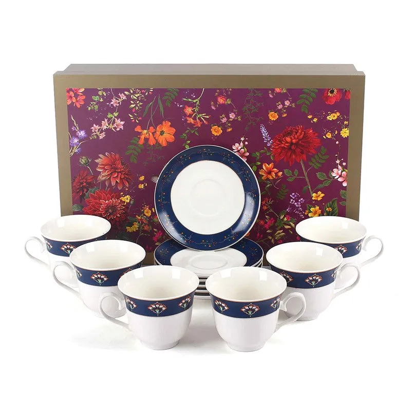 TeaTime 24k Gold Brushed Porcelain Tea Cup (300 mL Each) -  Twelve Piece Set media 6