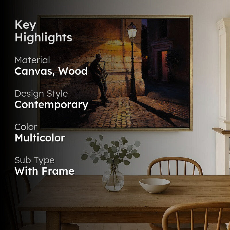 Saxophone Solitude Canvas Wall Painting With Frame media 2