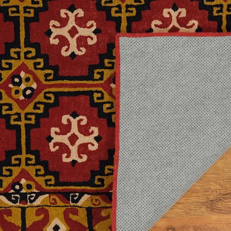 Gamling Hand Tufted Ethnic Wool & Nylon Carpet - Red & Brown media 4
