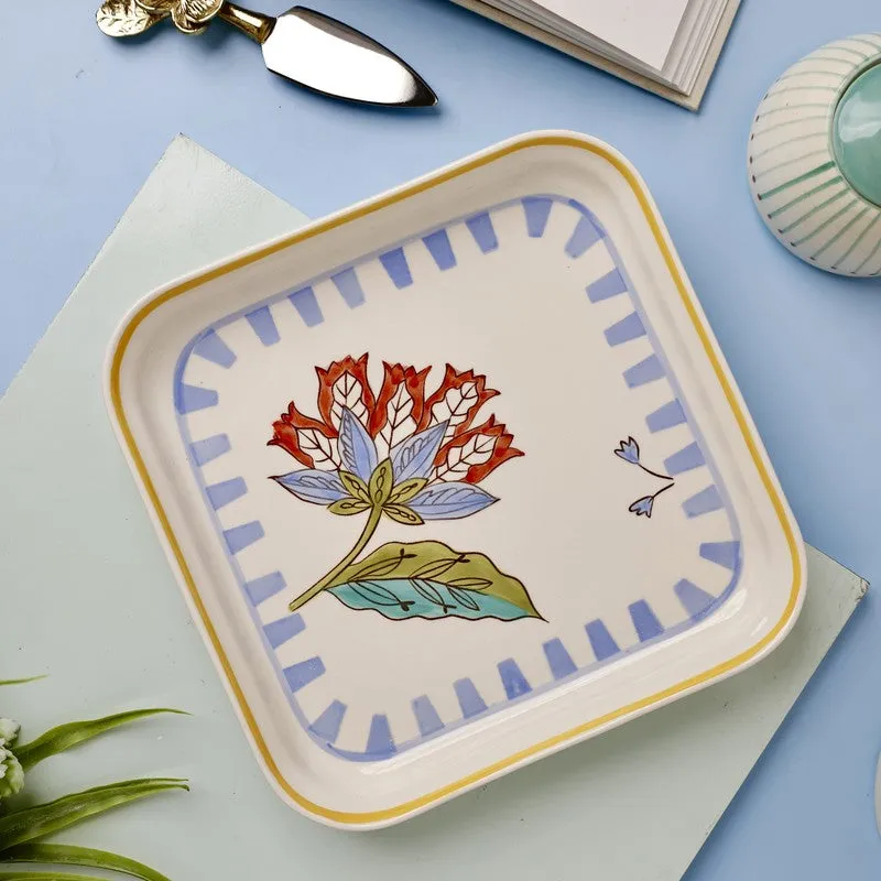 Stripe & Stem Handpainted Square Platter media 1
