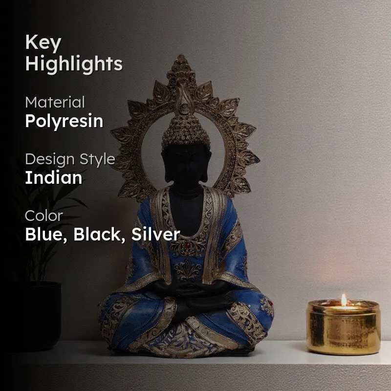 Azure Peace Buddha Idol - Blue media 2