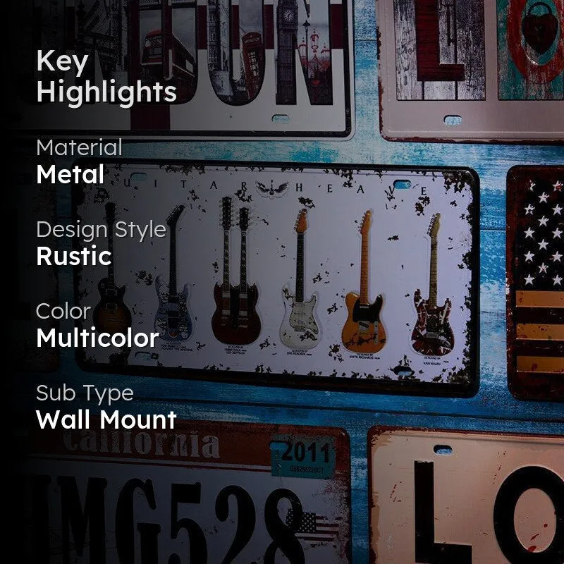 Weathered Guitar Retro Metal Wall Accent media 2