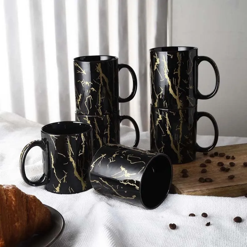 Rococo Ceramic Coffee Mug (270 mL Each) - Set of Six media 1