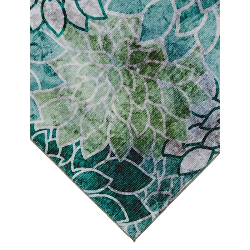 Enaya Floral Polyester Carpet - Turquoise media 5