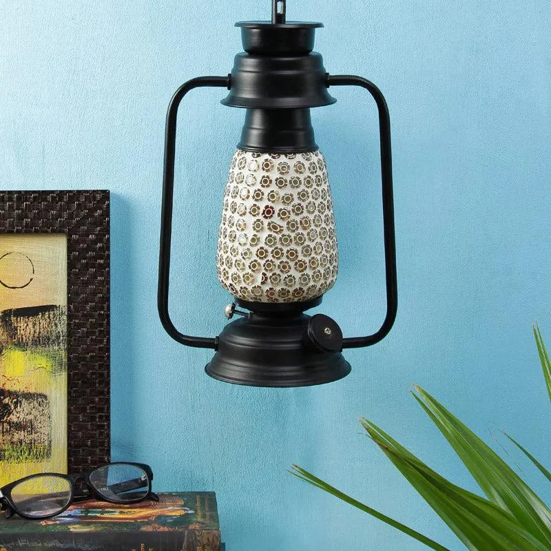 Navina Mosaic Lantern Iron Wall Lamp - Black media 3