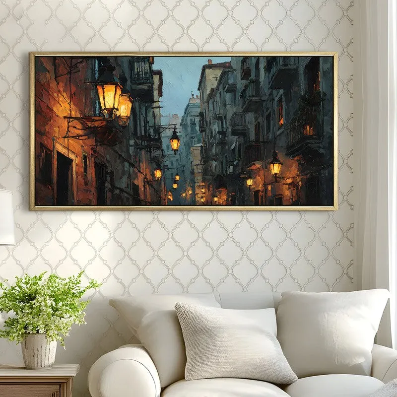 Lanterned Way Canvas Wall Painting With Frame media 4