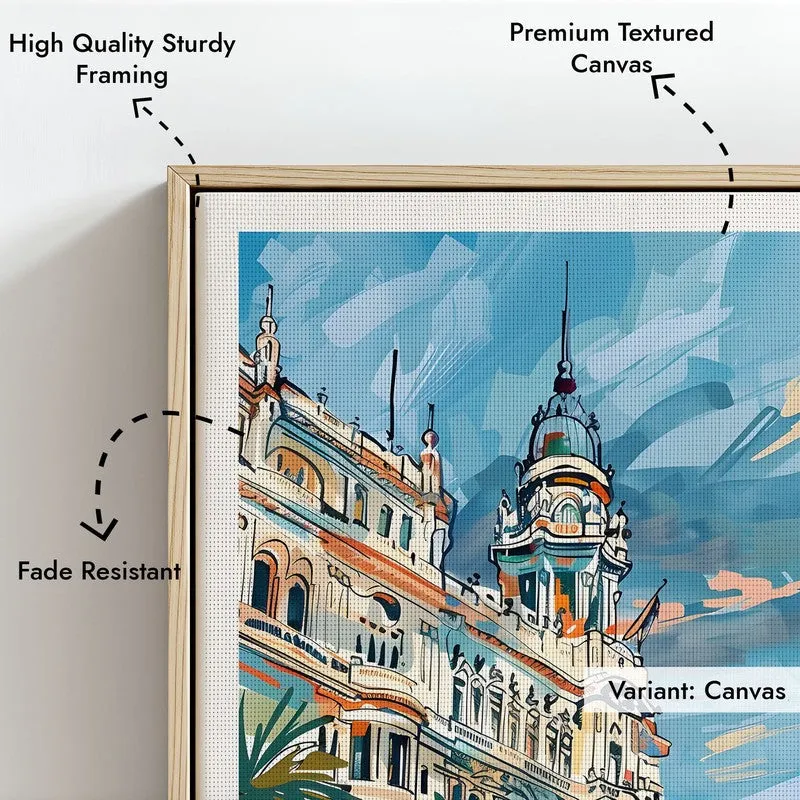 Vintage Asuncin Framed Canvas Archival Canvas Wall Painting - Natural Brown Frame media 6