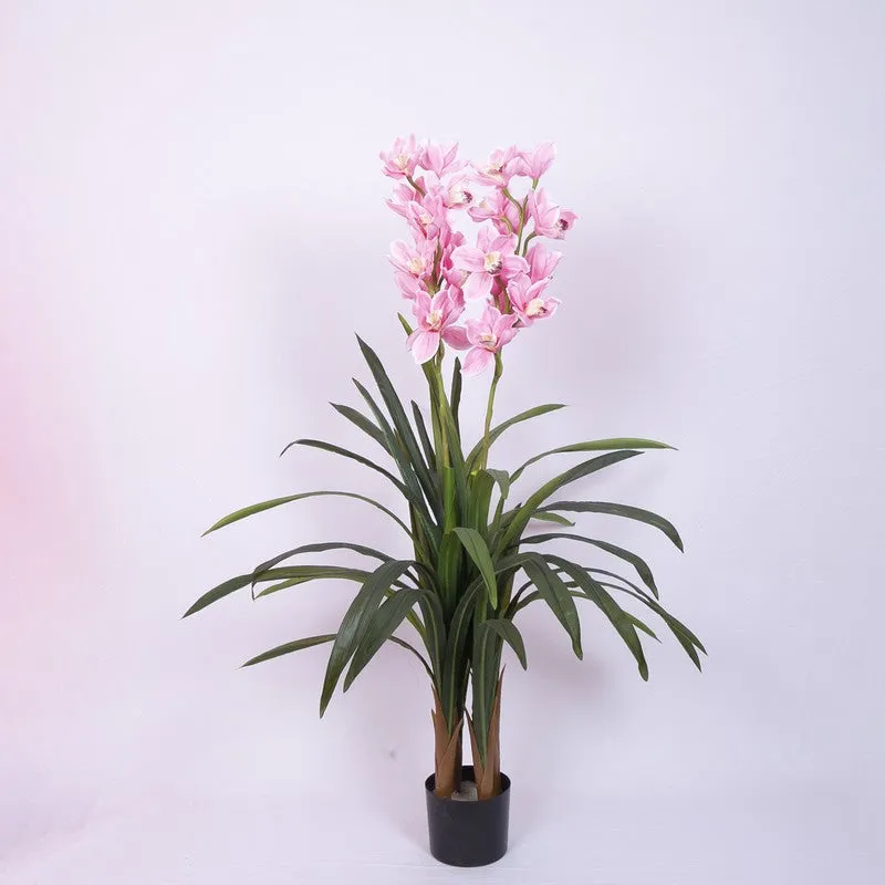 Lifelike Cymbidium Orchid Artificial Plat With Black Plastic Pot media 4
